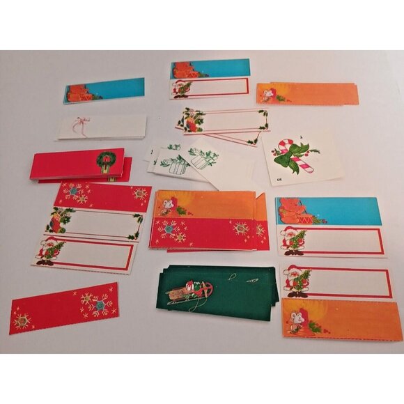 VINTAGE Christmas Gift Tags Unused Lot of 53 Holiday Name Tags Paper - Picture 5 of 5